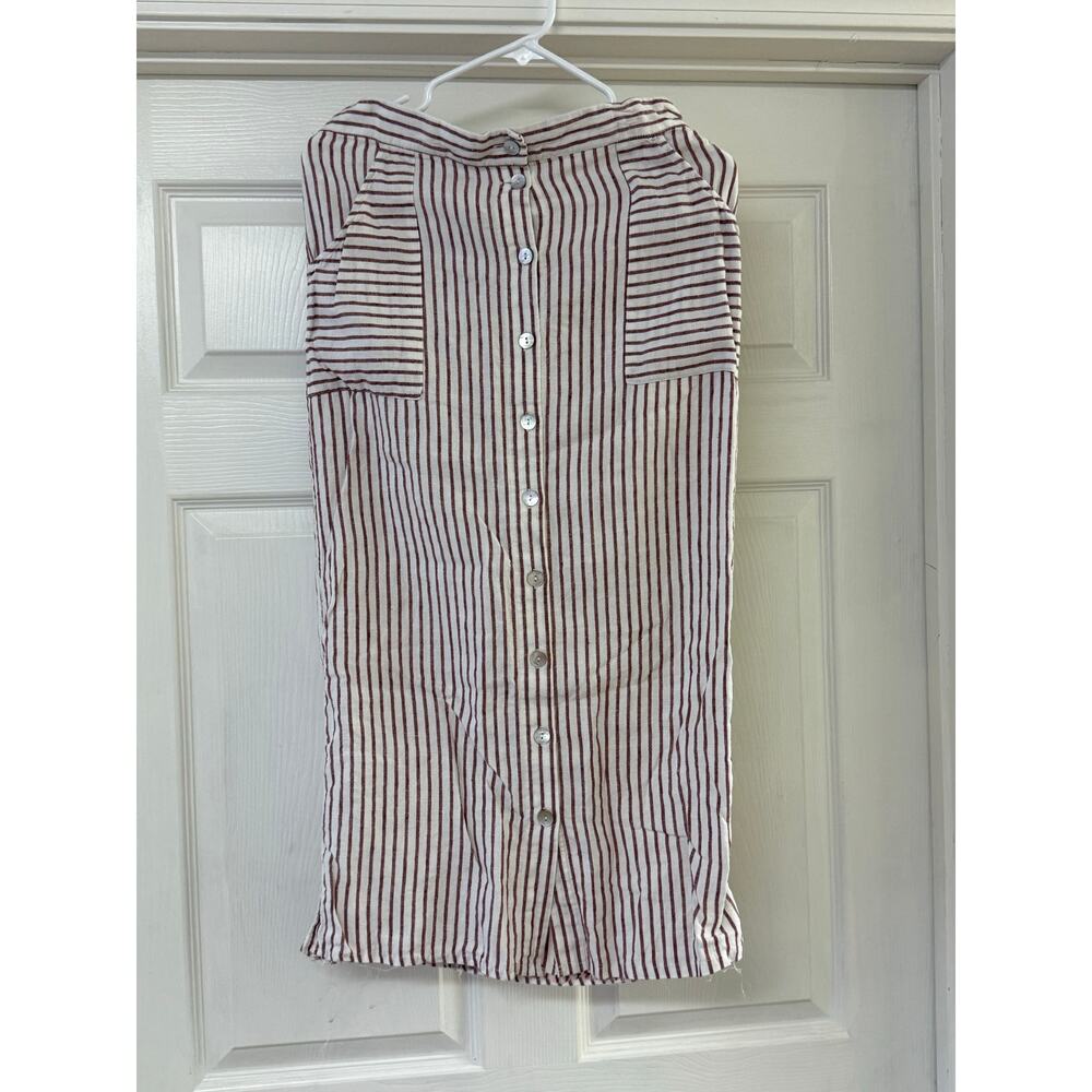 Artisan NY 100% Linen Skirt - Size M - Button
Front - Red & Cream Stripe